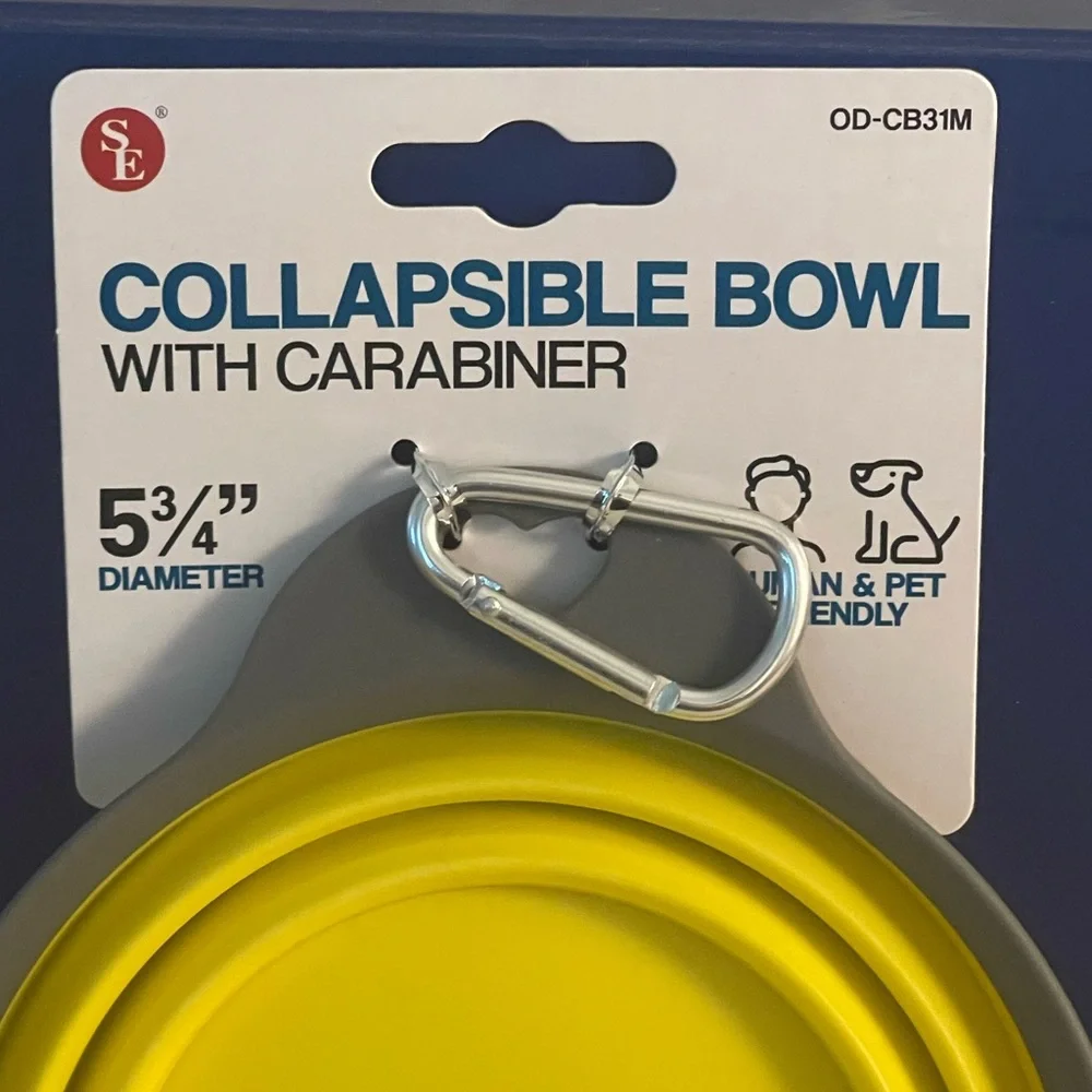 #534- SE Collapsible Bowl with Carabiner 5 3/4” Diameter. Human & Pet Friendly.